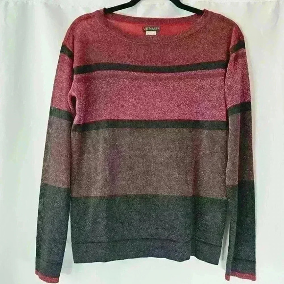 ✨Like New✨ Venus Long-Sleeved Striped Shimmer Lightweight Sweater, Size XS - Picture 3 of 9